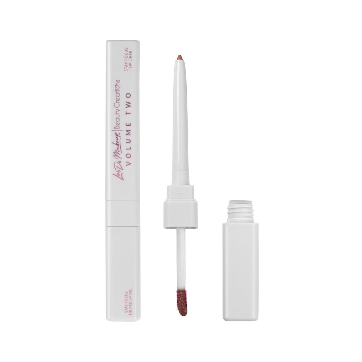 LESDO MAKEUP BEAUTY CREATIONS STAY FOCUS DUAL ENDED LIP LINER AND TINTED LIP OIL
